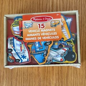 Melissa & Doug 15-Piece Vehicle Magnet Set - Red, Blue, Yellow